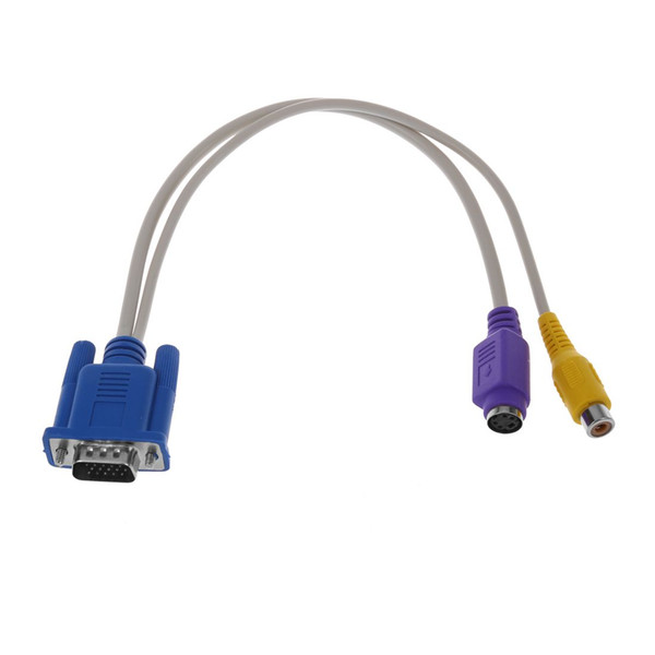 PC 15 Pin VGA Male to TV S-Video/RCA Female AV OUT Adapter Cable Yellow Purple