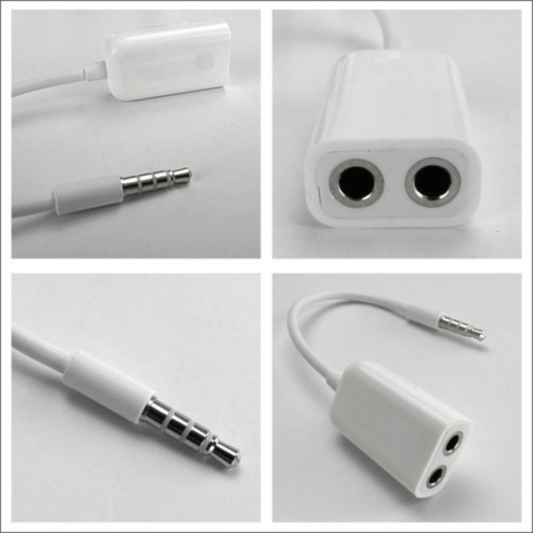 Practical 3.5mm Double Jack Headphone Splitter for iPod iPhone 4 5 6 6siPad2 Earphone Accessories