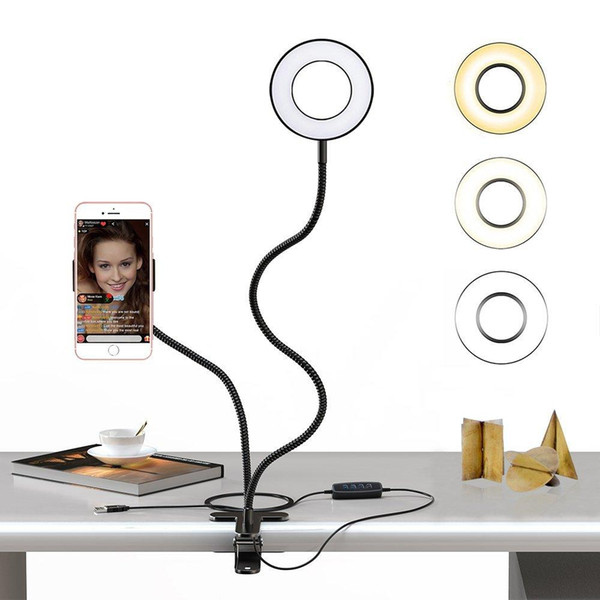 Selfie Ring Light with Cell Phone Holder Stand for Live Stream Makeup LED Camera Light with Flexible Long Arms for Android iPhone 2018