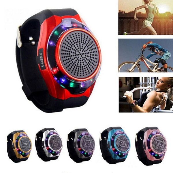 Portable Wireless Mini Bluetooth Speaker watch Sound box with Mic TF Card FM Radio LED Light for Android and iphone