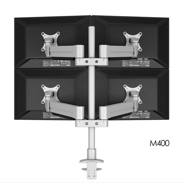 Hyvarwey M400 Desktop Quad Monitor Holder Support Aluminum Full Motion 4 Screen Monitor Arm Loading 16kgs with 70cm Stand Pole