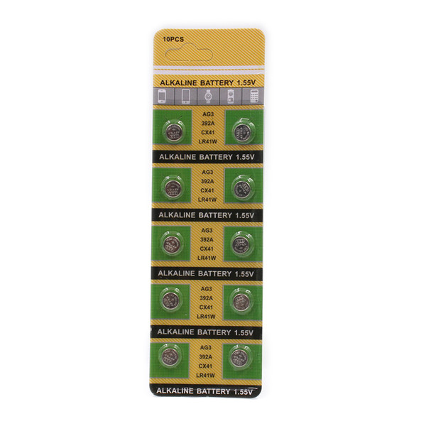 OOLAPR(OOLAPR) 50PCS/5CARD AG3 392A SR41SW 384 LR736 V3GA 192 1.5V Button Coin Cell Battery Batteria For Watch Clocks