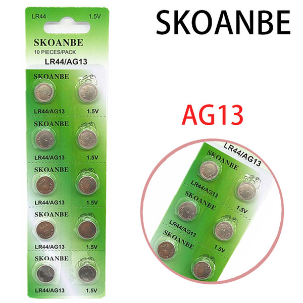 Button battery coin battery alkaline battery SKOANBE 500PCS/50CARD AG13 LR44 1.5v calculator computer camera electronic toy electronic watch