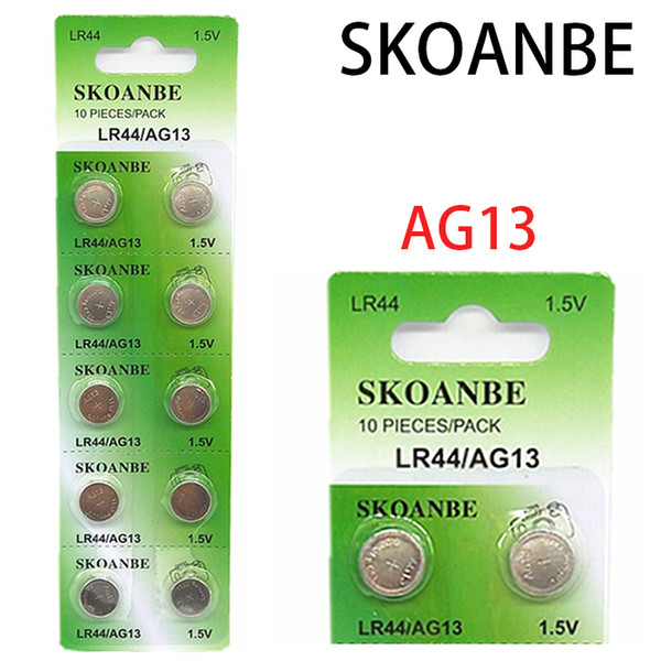 Button battery coin battery alkaline battery SKOANBE 100PCS/10CARD AG13 LR44 1.5v calculator computer camera electronic toy electronic watch