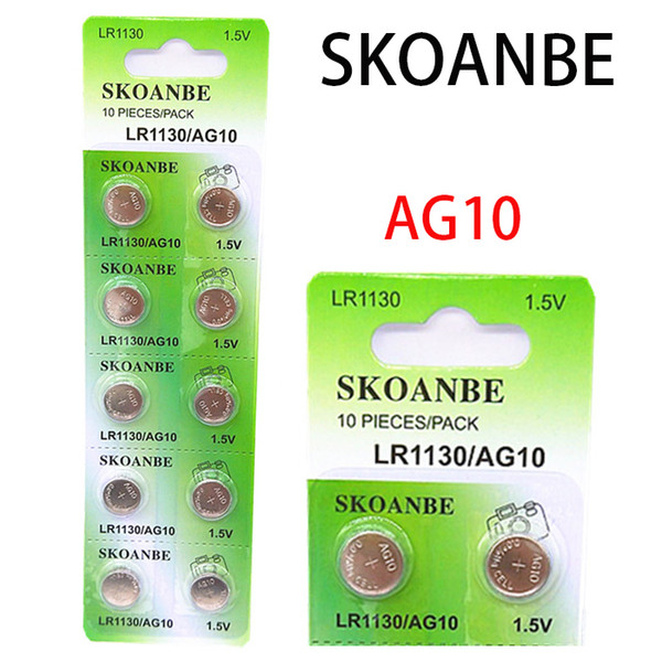 Button battery coin battery alkaline battery SKOANBE 100PCS/10CARD AG10 LR30 1.5v calculator computer camera electronic toy electronic watch