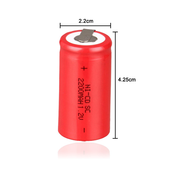 15pcs vtc5 25r SC 1.2V high quality 22*42 Ni-CD Batterie Sub C SC 22420 avec une Rallonge transformés en Outils bloc-pile 2200 mAh ROUGE