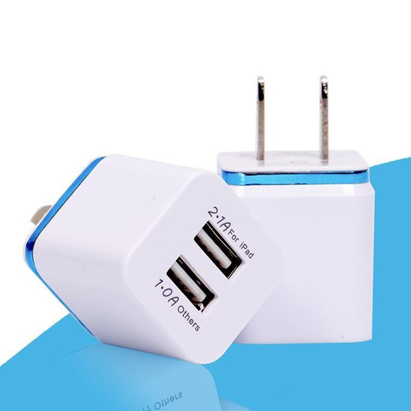 Top Quality 5V 2.1+1A Double USB AC Travel US Wall Charger Plug Dual Charger For Samsung Galaxy HTC Smart Phone Adapter