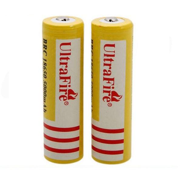 Ultra Fire 18650 3.7V 5000mAH Lithium Rechargeable Battery Yellow,UltraFire BRC 18650 Li-Ion batteries Free Shipping