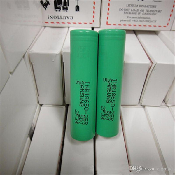 100% High Quality 25R 18650 INR Battery 2500mAh 3.7V 20A Rechargable Lithium inr 18650 Batteries Cell For E Cig Box Mod Fedex