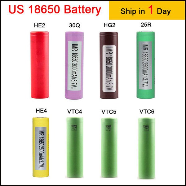 High Quality 18650 Battery HG2 HE2 HE4 2500MAH Rechargable Lithium Batteries for LG Cells Fit Ecigs Vaporizer Vape box mod EC026