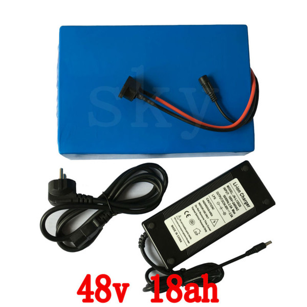 US EU no tax 48v 18ah 1000w lithium ion bicycle electric scooter battery for kit electric bike with 30A BMS and 2A Charger