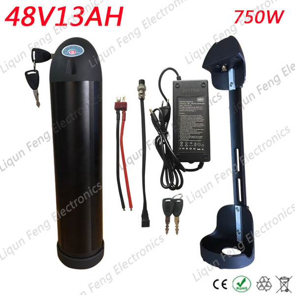 EU US No Tax 48V 13Ah Water Bottle lithium ion Battery Electric Bike Battery BMS with Charger fit BBS02 750W 1000W Bafang Motor