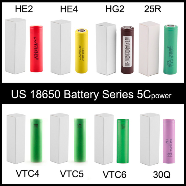 18650 battery HG2 3000MAH HE4 HE2 2500mAh Max 35A High Drain INR18650 25R VTC4 VTC5 VTC6 30Q Lithium Battery fit E CIG