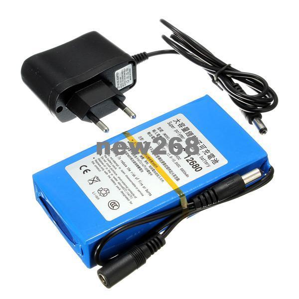 Freeshipping 6800mAh for DC 12V Super Protable Rechargeable Switch Lithium-ion Battery Pack EU Plug For Cameras camcorders