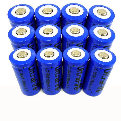 16340 CR123A Battery 3.7V 1200mAh Rechargeable Li-Ion Batteries for flashlight torch camera