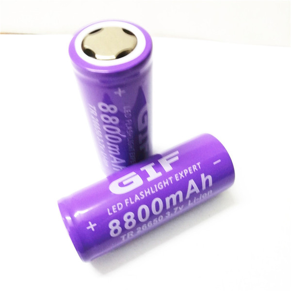 GIF 26650 8800mAh 3.7V Rechargeable lithium battery for T6 strong light flashlight battery Free shipping