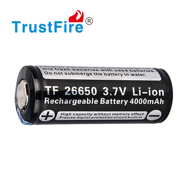 Genuine Original Trustfire Rechargeable 26650 Batteries 4000mAh 3.7V Li-ion Battery for Electronic cigarettes LED Flashlight Black