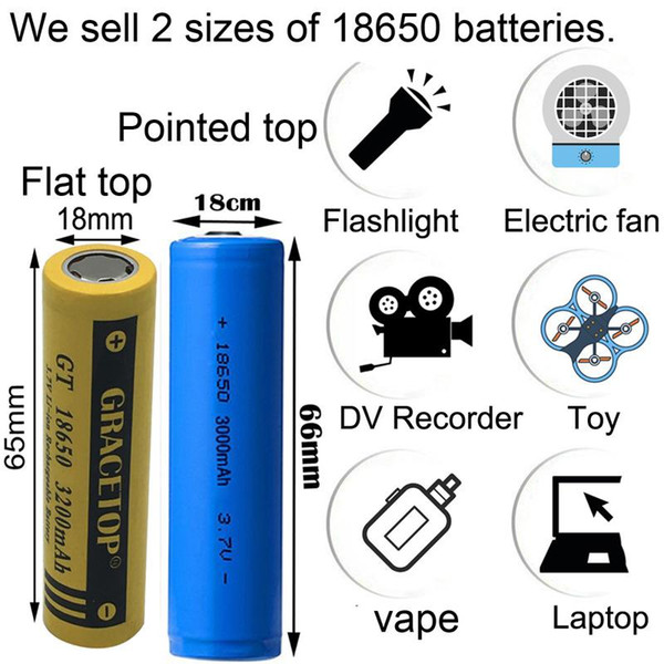 2pc 18650 3.7V 5000mAH Lithium Rechargeable Battery Yellow,UltraFire BRC 18650 Li-Ion batteries With charger