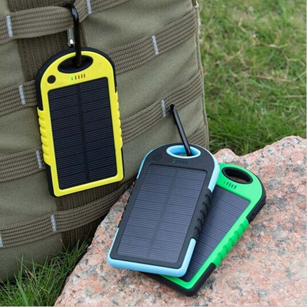 hot sale Solar Charger 5000Mah Dual-USB Drop resistance portable Solar Power Bank 5000mah ravel External Battery For smartphone