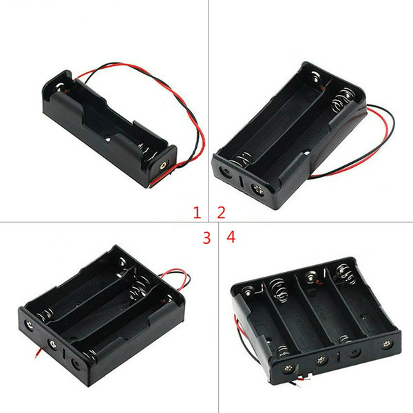 Black Plastic 1x 2x 3x 4x 18650 Battery Storage Box Case 1 2 3 4 Slot Way DIY Batteries Clip Holder Container With Wire Lead Pin