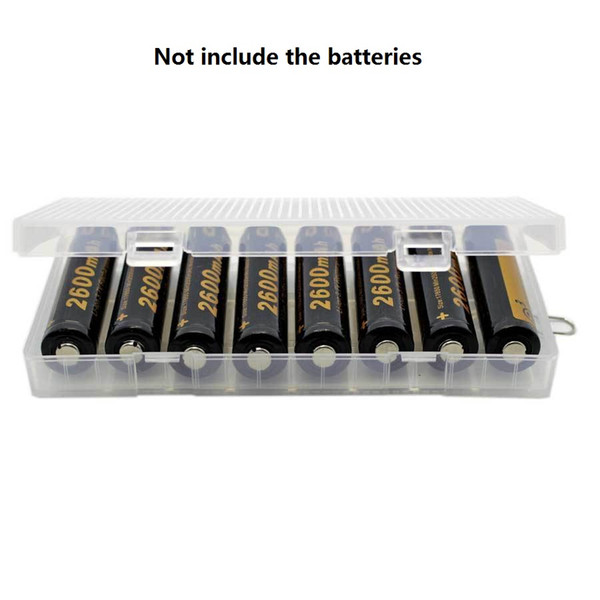 Portable translucent Battery Case Organizer Holder pp Hard Plastic 18650 battery Storage Box with hook hanger For 8PCS 18650 batteries