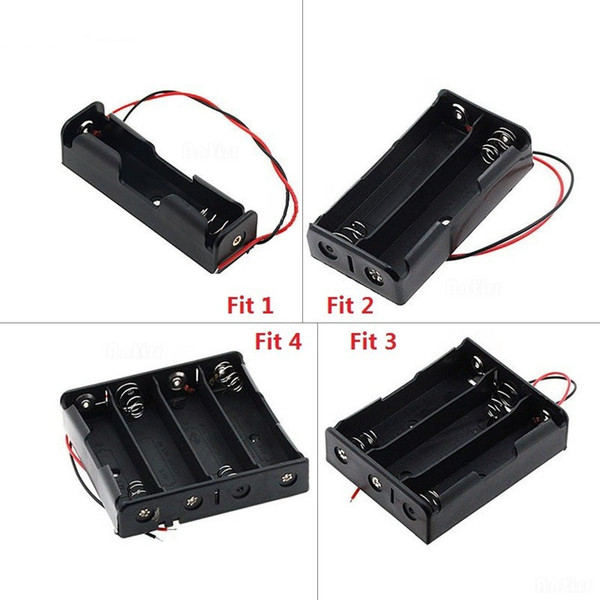 Black Plastic 1x 2x 3x 4x 18650 Battery Storage Box Case 1 2 3 4 Slot Way DIY Batteries Clip Holder Container With Wire Lead Pin