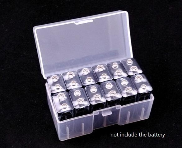 12*9V batteries storage case Transparent Battery cell case 9V Battery Storage box Hard Plastic Protective Case Organizer Holder rack