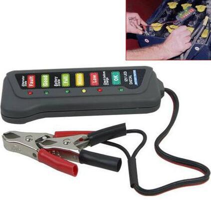 by dhl/fedex 100pcs/lot New 12V Car Motorcycle Battery Load Display Tester Alternator Tool With Clips