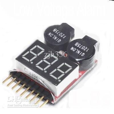 Free Shipping 1 Piece New RC Lipo Battery Low Voltage LED Tester Meter 1S -8S Buzzer Alarm Indicator