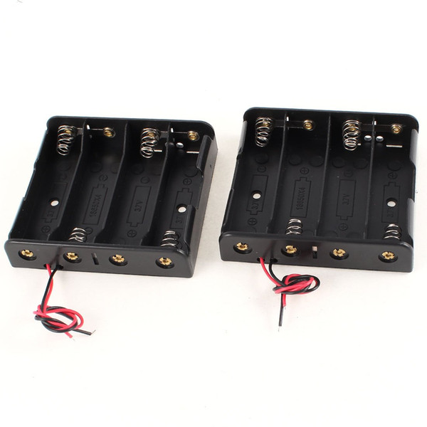 FS Hot 2 Pcs Black Plastic Battery Holder Case w Wire for 4 x 18650 14.8V order<$18no track