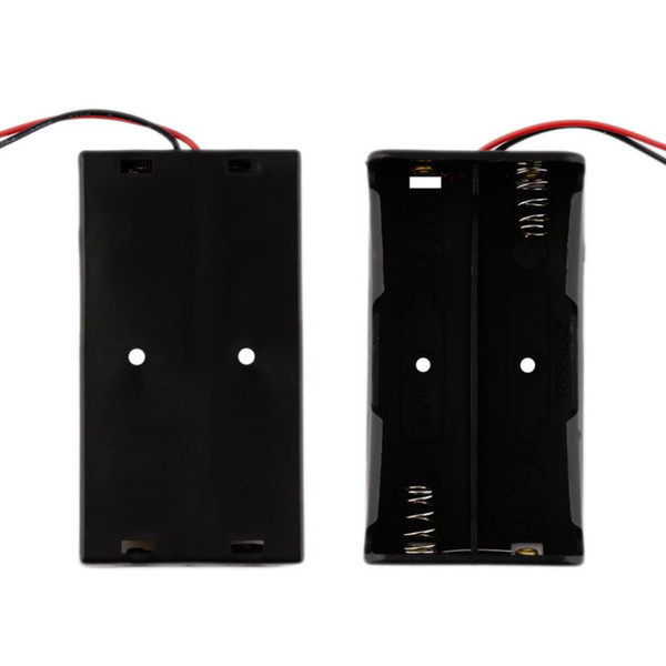 2 Slots Battery Storage Case Plastic for 2 x 18650 Box Holder Black With Wire Lead hot new