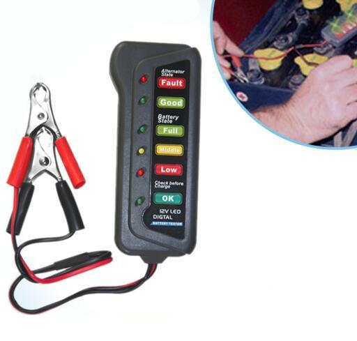 10pcs 12V Car Motorcycle LCD Digital Vehicle Battery Alternator Tester 6 LED Display Diagnostic Tool Indicate