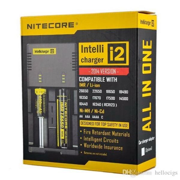 Original Nitecore I2 I4 universal Intellicharger Charger for e cigs cigarette 18650 14500 16340 26650 battery multi function