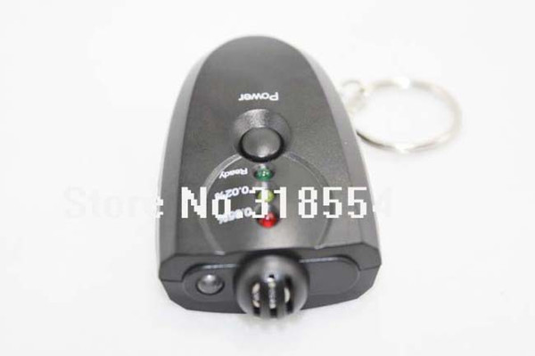 100pcs/lot # LED Light Accurate Breathalyzer Flashlight Breath Alcohol Tester Testers Keychain Key Chain Only Black Color 0001