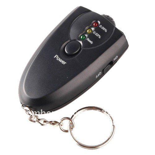 300pcs/lot # LED Light Accurate Breathalyzer Flashlight Breath Alcohol Tester Testers Keychain Key Chain Only Black Color 0001