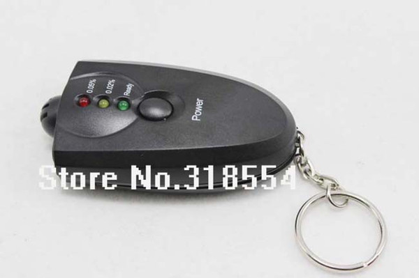 500pcs/lot # LED Light Accurate Breathalyzer Flashlight Breath Alcohol Tester Testers Keychain Key Chain Only Black Color 0001