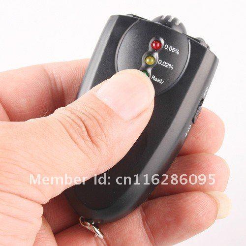 50pcs/lot # LED Light Accurate Breathalyzer Flashlight Breath Alcohol Tester Testers Keychain Key Chain Only Black Color 0001