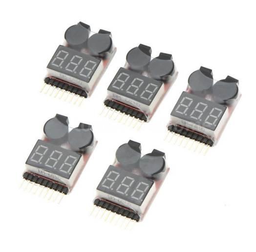 5X 1-8S Indicator RC Lipo Battery Tester Low Voltage Buzzer Alarm