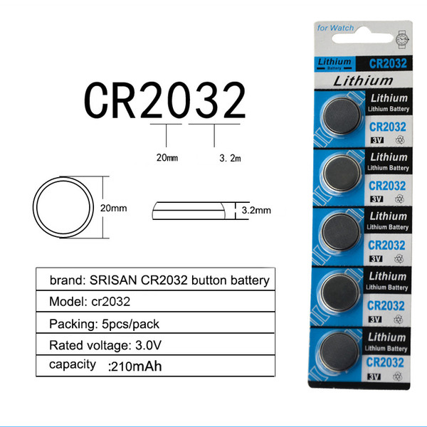 5pcs/card battery CR2032 Button Batteries BR2032 DL2032 ECR2032 Cell Coin Lithium Battery 3V CR 2032