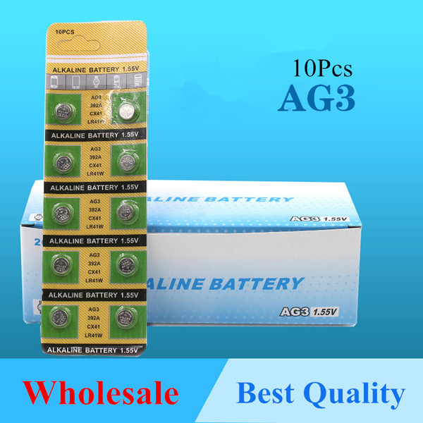 10pcs/lot AG3 Button Cell Batteries 392 watch battery LR41 SR41W 192 GP192A LR736 alkaline coin battery