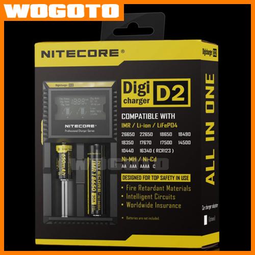 10Pc Nitecore D2 LCD Universal Battery Smart Charger Digi d2 60Hz annel battery charger for 18650 RCR123A 17650 17670 10440