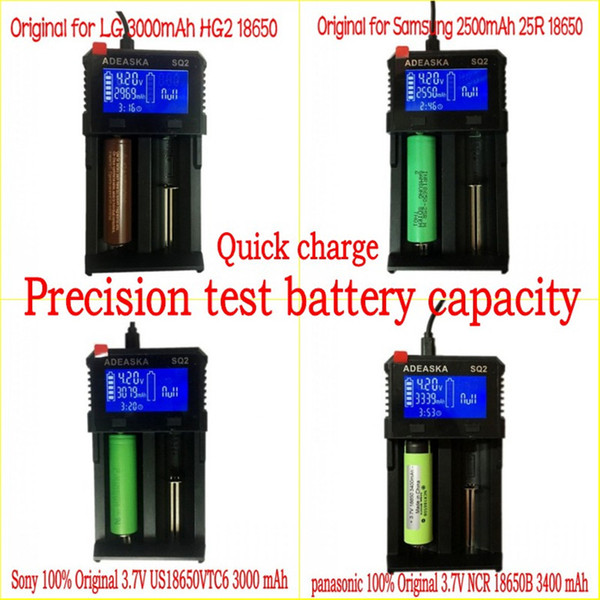 ADEASKA S Q2 Digital 18650 26650 18350 10440 18500 Charger LCD Display Battery capacity test carregador bateria charger