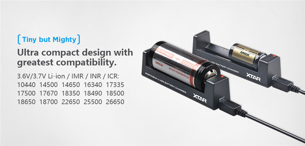 Xtar MC1 Charger 18650 Battery Single Slot Charger Fast Charging fit 18350 18550 18650 16650 Li-ion Batteries Ni-MH battery