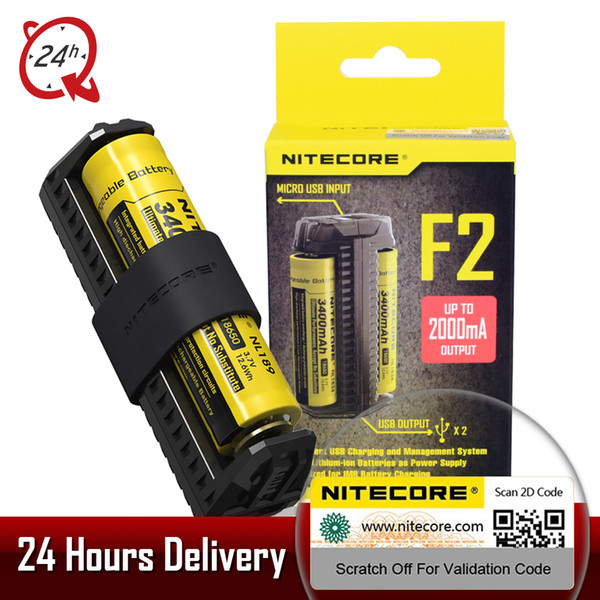 NITECORE F2 Dual Purpose Battery Charger Power Bank For Charging 18650 RCR123 26650 14500 IMR/Li-Ion Batteries