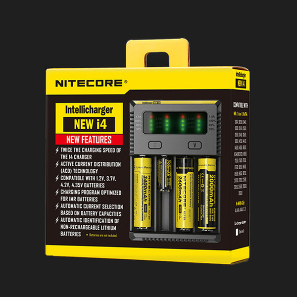 Nitecore I4 Battery Charger 18650 14500 16340 26650 LCD Li-ion Charger 12V Input Charing for A  Batteries