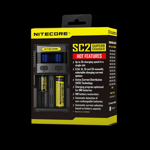 NITECORE SC2 Charger Intelligent Battery Charger USB Output 3A For LiFePO4 Lithium Iion Ni-MH NiCd 18650 10340 10350 10440