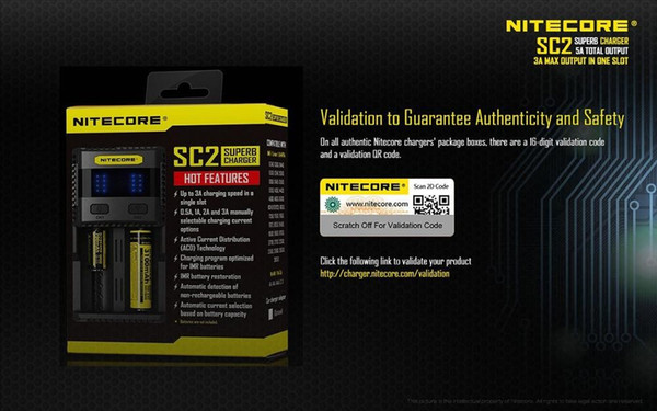 NITECORE SC2 Charger Intelligent Battery Charger USB Output 3A For LiFePO4 Lithium Iion Ni-MH NiCd 18650 10340 10350 10440 Universe battery