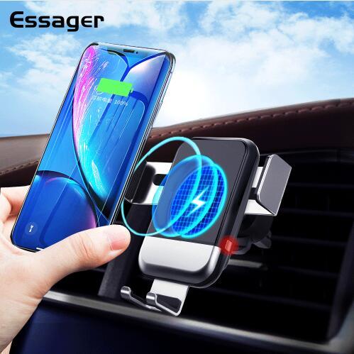 Essager Touch Sensor Qi Car Wireless Charger For iPhone Samsung S10 Xiaomi mi 9 Fast Wireless Car Charger Charging Mount Holder