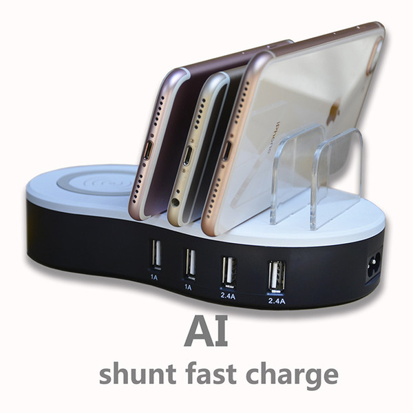 New AI Smart Quick Charging Station Universal Multi-Port USB Charging Station 4-Port USB Wireless Fast Charging Dock