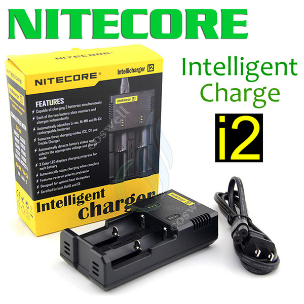 Nitecore I2 Universal Intelligent Charger for 18350 18450 18650 14500 26650 mods Battery US UK EU AU PLUG mod chargers DHL freeshipping